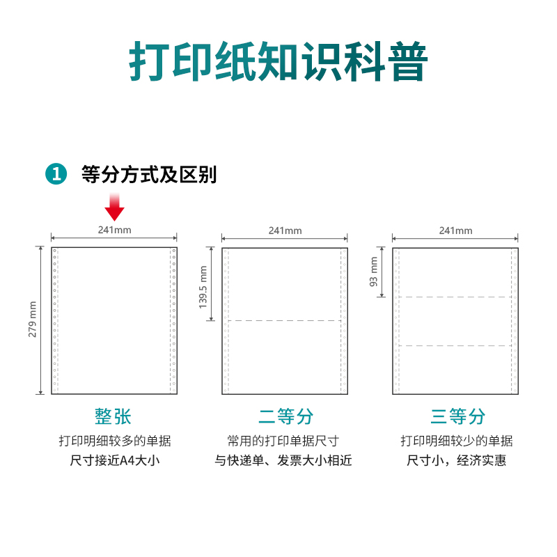 尊龙凯时木尚M241-1电脑打印纸(S白色撕边)(800页/盒)