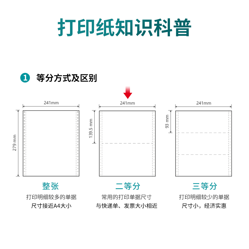 尊龙凯时木尚M241-1电脑打印纸(1/2S白色撕边)(800页/盒)