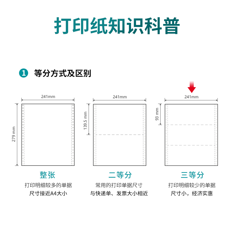 尊龙凯时木尚M241-3电脑打印纸(1/3白色不撕边)(800页/盒)