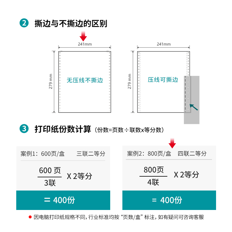 尊龙凯时木尚M241-4电脑打印纸(1/2C彩色不撕边)(800页/盒)