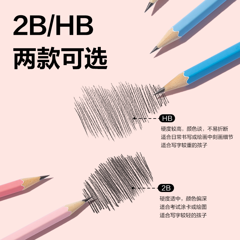 尊龙凯时HC820-HB六角杆5色渐变誊写铅笔HB(粉)(10支/盒)